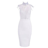 Bandage beads evening dress-white-8