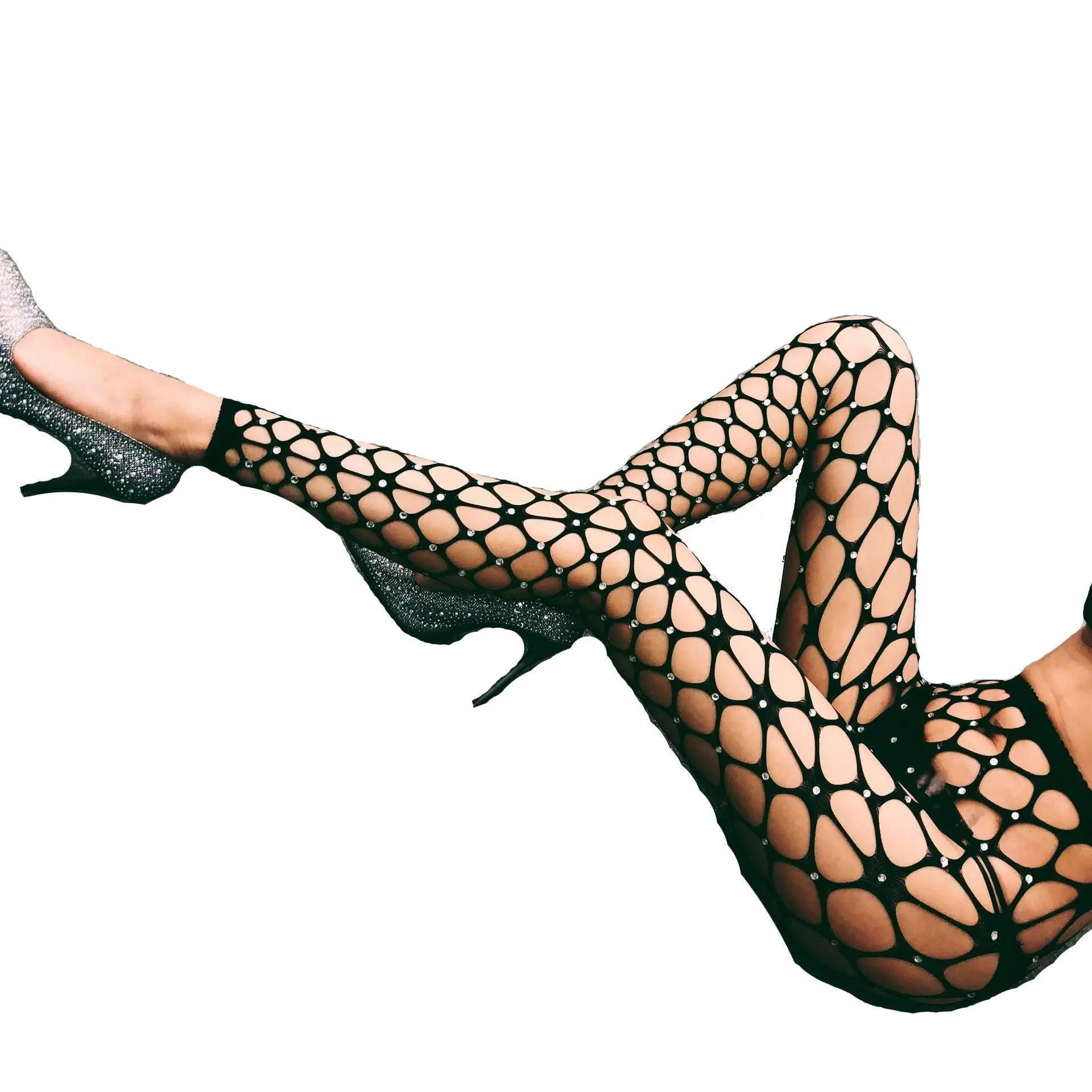 Base Stockings, One-Piece Fishnet Stockings, Sexy Stockings,-Black-3