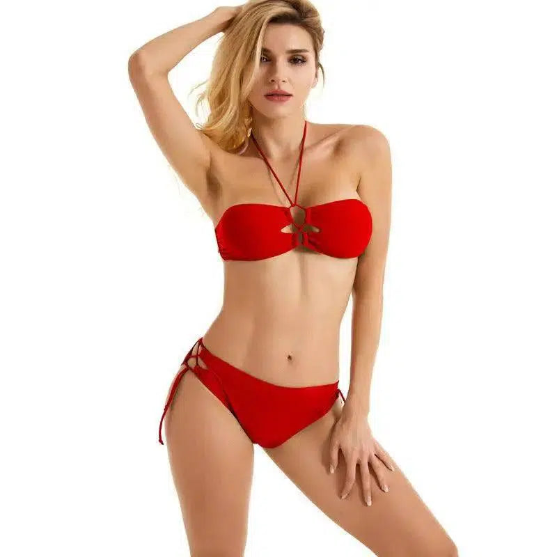 Bikini European And American Fashion Three-point Swimsuit-Red-1