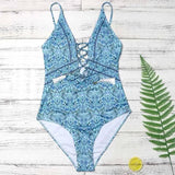 Bikini plant print version of the swimsuit Pendant rope-C-3