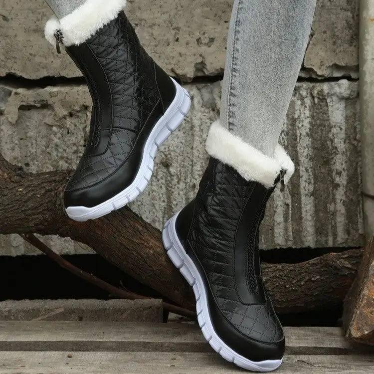 Black Boots For Women Shoes Winter Push Warm Combat Boots-3