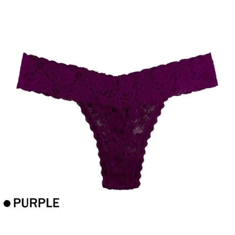 Briefs Lingerie Underwear Low Waist Panties For Women-Purple-4