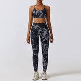 Camouflage Printing Seamless Yoga Suit Quick-drying High-Black And Gray Bra Trousers-9