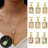 26 Letter Square Necklace Colorful Shell Luminous Pendant Chain Necklace For Women Temperament Ladies Jewelry-1