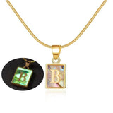 26 Letter Square Necklace Colorful Shell Luminous Pendant Chain Necklace For Women Temperament Ladies Jewelry-12