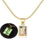 26 Letter Square Necklace Colorful Shell Luminous Pendant Chain Necklace For Women Temperament Ladies Jewelry-24