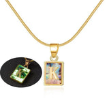 26 Letter Square Necklace Colorful Shell Luminous Pendant Chain Necklace For Women Temperament Ladies Jewelry-9