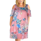 Big size 9XL Dress for Fat MM 2023 Woman Summer dress Loose plus size dresses off the shoulder women clothing 9XL dress vestidos-pink flowers-9