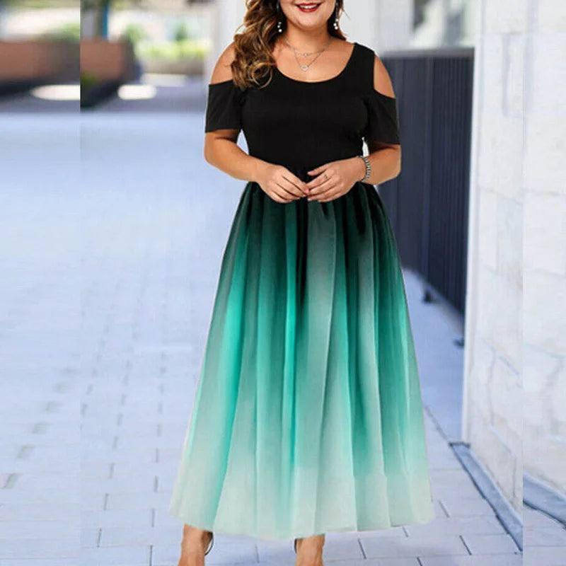 Chic Cold-Shoulder Ombre Maxi Dress | Trendy Styles-green-9