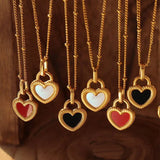 Double-Sided Color Heart-shaped Necklace Ins Style Niche Design Valentine's Day Personalized Love Necklace For Women Jewelry-1