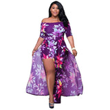 Chic Plus-Size Floral Maxi Dress for Spring-PURPLE-9