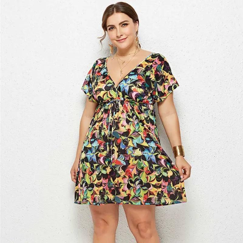 Chic Plus-Size Paisley Summer Dress for Women-07-13