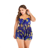 Women's Separate Tankini Set Plus Size 4XL Swimming Suit Swim Dress Swimsuit Bikini Bather Push Up Padded Swimwear Bathing Suit-Blue-7