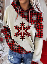 Christmas Print Contrast Sweater Hoodie-Snowflake-3