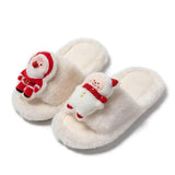 Christmas Shoes Ins Santa Claus Open-toe Cotton Slippers-Apricot-8