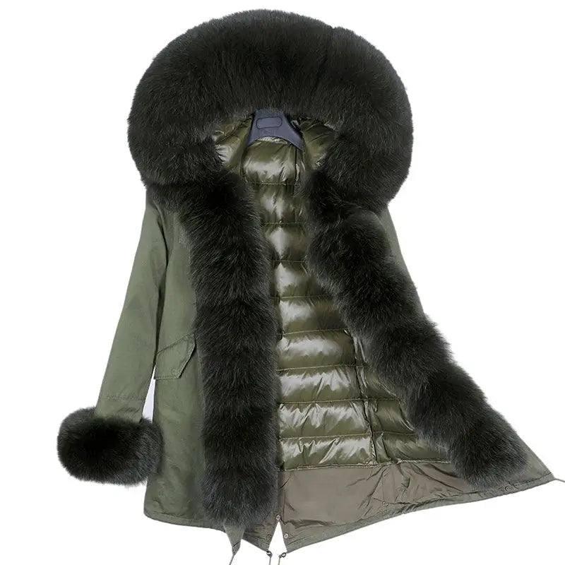 Coat Fur With Detachable Inner Liner Placket-Greengreengreen-7