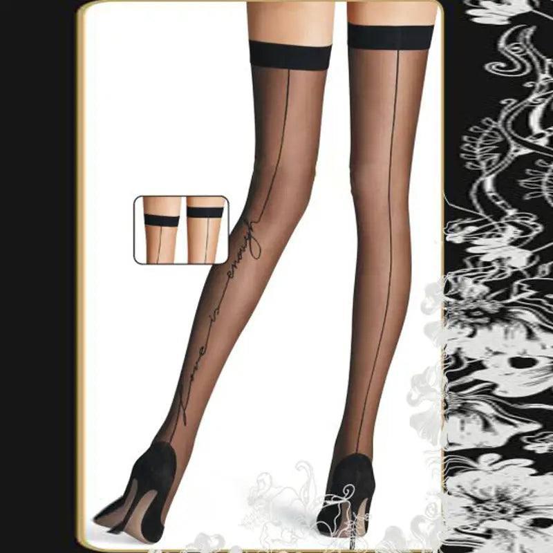 Comeodear Stretchy Fish Net Stockings Lace Stitching Sexy-Black-5