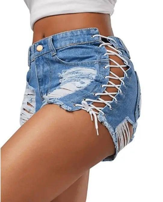 denim hot pants shorts women's straight pants shorts-1