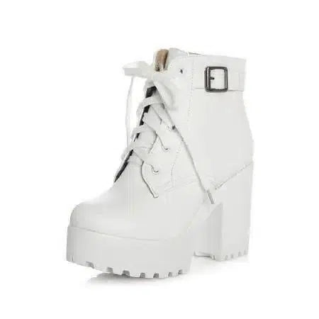 EAVE CAT 3 Color Winter Lace-Up Women Boots Fashion-White-7