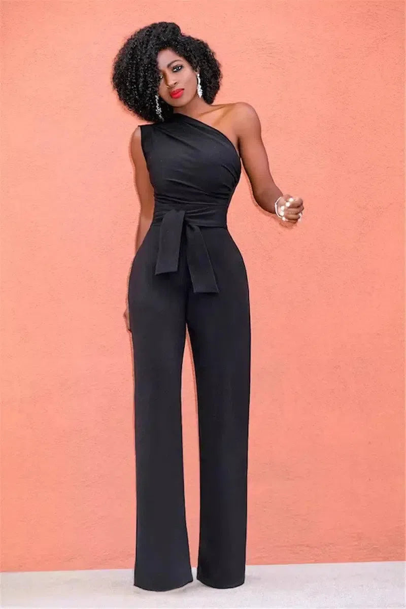 Shoulder Rompers Womens Jumpsuit-Black-8