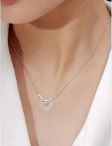 S925 Sterling Silver Heart To Heart Pendant Necklace-7