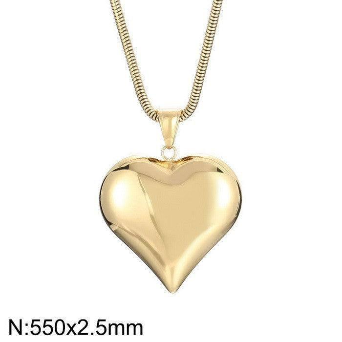 Elegant Heart Pendants: Silver & Gold Necklace Charms-Gold With Chain-8