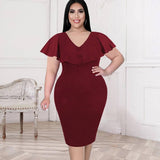 Elegant Plus-Size Blue Dresses for Women-Red-8