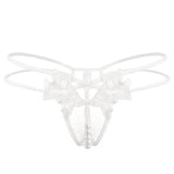 Erotic Lingerie Sexy Embroidered Women's Thong-White-2