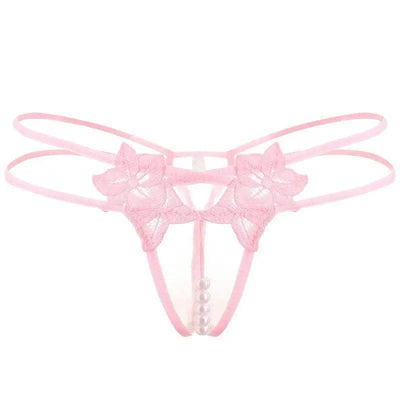 Lingerie Embroidered Women's Thong-Pink-6