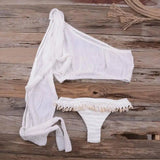 European and American beach bikini split shell suit-White-2