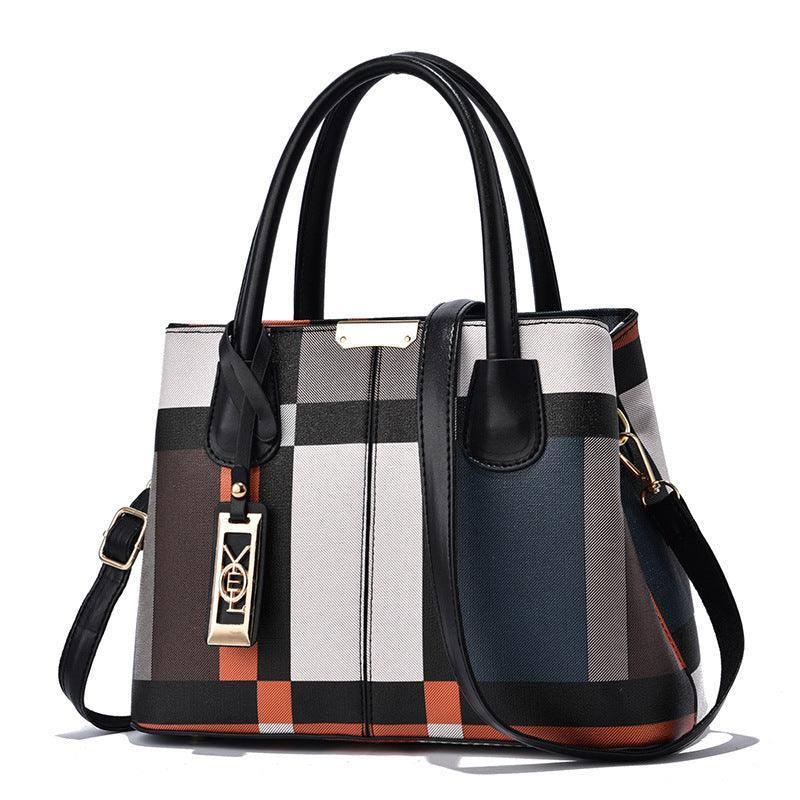 Casual Shoulder Bag Middle-aged-Plaidblack-2