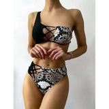 European And American Leopard Print Cutout Split Swimsuit-Leopard-1