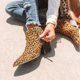 Explosive high-heeled thick-heeled Martin boots women-Leopard-6