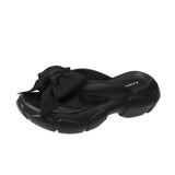 Fashion Bowknot Platform Flip Flop for Women 2023 Summer-BLACK-5