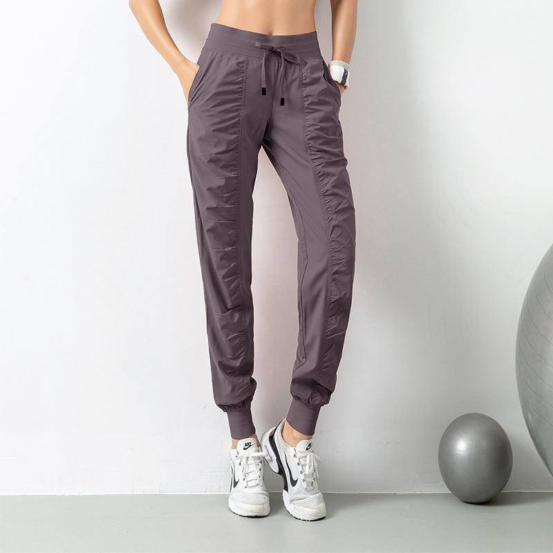 Fashion Casual Sports Pants For Women Loose Legs Drawstring-Purple-8