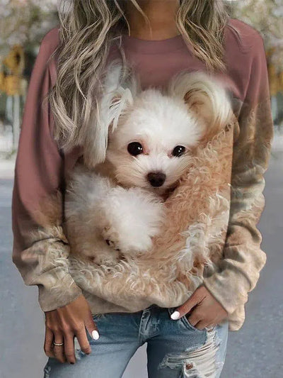 Fashion Cat Women's Round Neck Sweater-2 Style-4