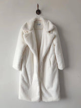 Fashion High Quality Velvet Fur Long Coat Women-White-11