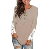 Fashion Lace T-shirt Top For Women-Khaki-6