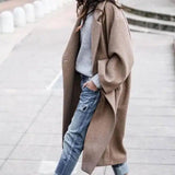 Fashion Long Solid Color Lapel Coat Warm Coat-2