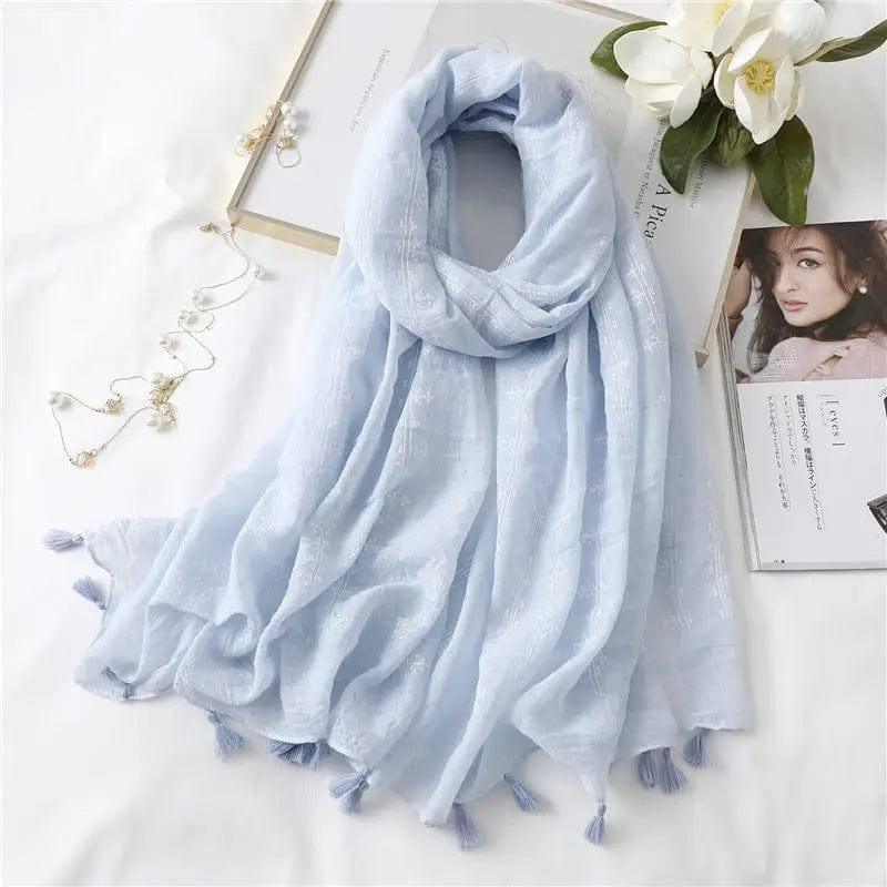 Fashion Tassel Cotton Linen Thin Yarn Scarf-5