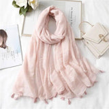 Fashion Tassel Cotton Linen Thin Yarn Scarf-6