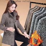 Fashion Thick Plaid woolen coat women's clothing-Coffee plus velvet-9