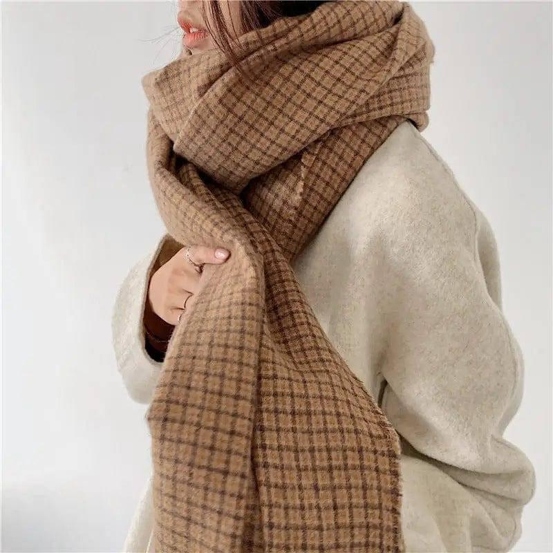 Fashion Winter Plaid Scarf Ladies-Small brown plaid-4