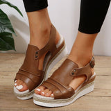 Fish Mouth Wedges Sandals With Straw Design Summer Peep Toe-5