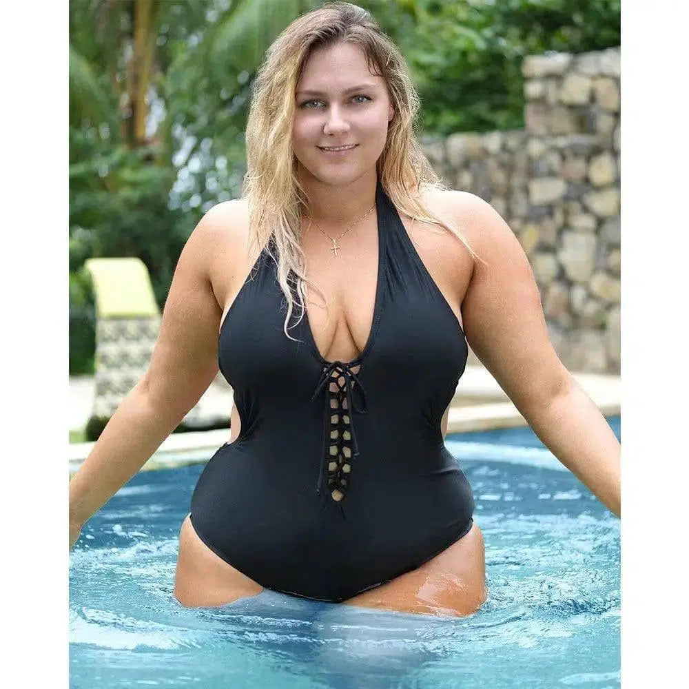 Foreign Trade One-piece Swimsuit-Black-1