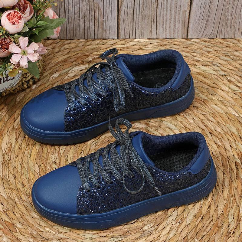 Glitter Sequin Design Flats Shoes Women Trendy Casual-Blue-7