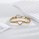 Fashion Simple Hollow Heart Titanium Steel Bracelet-1