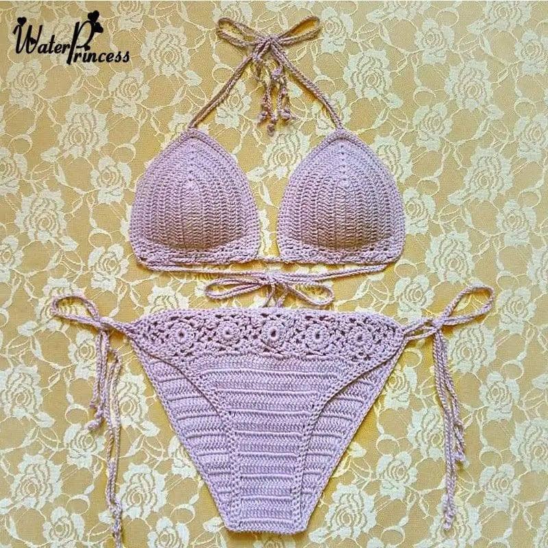 Handmade Crochet Bikini Bikini, Europe and the United-Purple-3