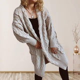 Hemp Flower Shoulder Sleeve Long Sweater Coat Women-11