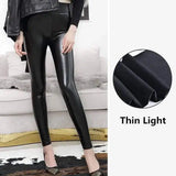 High Waist Leather Leggings-Thin Light-5